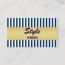 Navy Blue Stripes Gold Bar Stylist