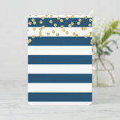 Navy Blue Stripes Gold Stippen Rehearsal Dinner Pa Kaart (Staand voorkant)