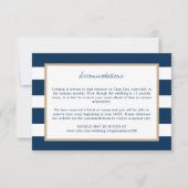 Navy Blue Stripes Gold Trim Wedding Accommodations Save The Date (Voorkant)