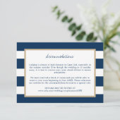 Navy Blue Stripes Gold Trim Wedding Accommodations Save The Date (Staand voorkant)