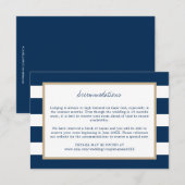 Navy Blue Stripes Gold Trim Wedding Accommodations Save The Date (Voorkant / Achterkant)