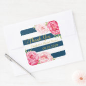 Navy Blue Stripes Goud Roze Bloemen Vrijgezellenfe Vierkante Sticker (Envelop)