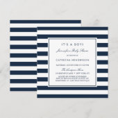 Navy Blue Stripes Het is een Jongen Baby shower Kaart (Voorkant / Achterkant)