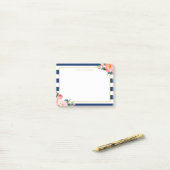 Navy Blue Stripes Modern Flowers Gold Lijst Post-it® Notes (Op bureau)