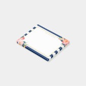 Navy Blue Stripes Modern Flowers Gold Lijst Post-it® Notes (Schuin)