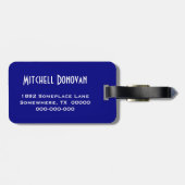 Navy Blue Stripes Monogram Bagagelabel voor mannen (Achterkant horizontaal)