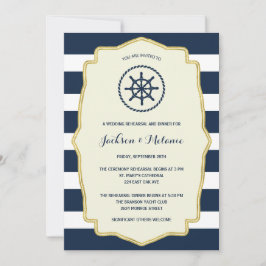 Navy Blue Stripes | Nautical rehearings Dinner Kaart
