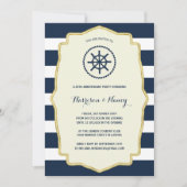 Navy Blue Stripes | Partij Nautisch Jubileum Kaart (Voorkant)