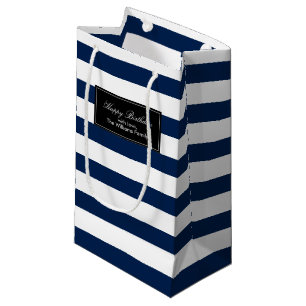 Navy Blue Stripes patroon gepersonaliseerd Klein Cadeauzakje