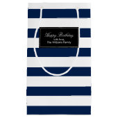 Navy Blue Stripes patroon gepersonaliseerd Klein Cadeauzakje (Voorkant)
