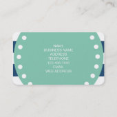 Navy Blue Stripes Pattern, Mint Green Monogram Visitekaartje (Achterkant)