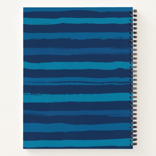 Navy Blue & Stripes Personalized Names Notitieboek (Achterkant)