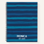 Navy Blue &  Stripes Personalized Names Notitieboek (Voorkant)