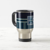 Navy Blue Stripes Reisbeker (Voorkant links)