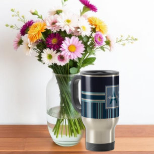 Navy Blue Stripes Reisbeker
