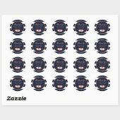Navy Blue Stripes Roze Bloemen Huwelijk Dank u Ronde Sticker (Vel)