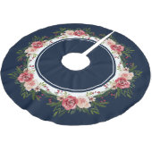 Navy Blue Stripes Waterverf Flowers kerst Kerstboom Rok (Gekanteld)