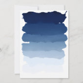 Navy blue stripes waterverf ombre bruiloft kaart (Achterkant)
