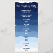Navy Blue Stripes waterverf ombre huwelijksprogram Programmakaart (Achterkant)