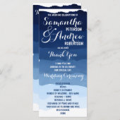 Navy Blue Stripes waterverf ombre huwelijksprogram Programmakaart (Voorkant / Achterkant)