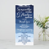 Navy Blue Stripes waterverf ombre huwelijksprogram Programmakaart (Staand voorkant)