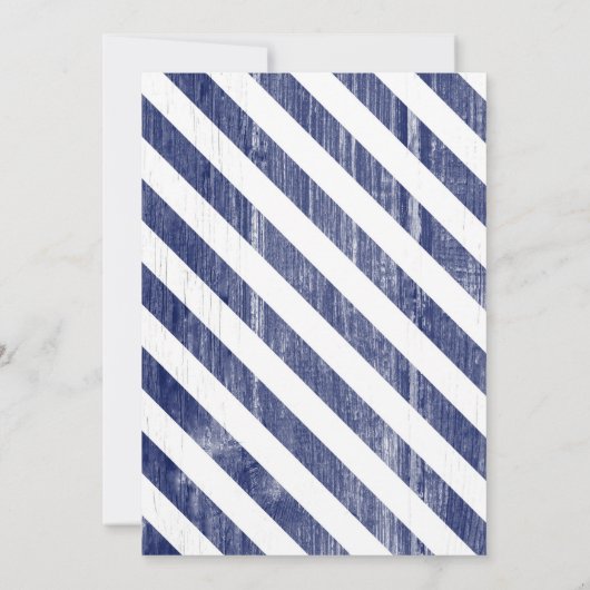 Navy Blue Stripes Wedding Invitations Kaart (Achterkant)