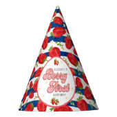 Navy Blue Stripes White 1st Birthday Berry First Feesthoedjes (Voorkant)