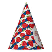 Navy Blue Stripes White 1st Birthday Berry First Feesthoedjes (Links)