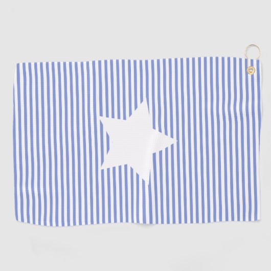 Navy Blue Stripes & White Star Golfhanddoek (Horizontaal)