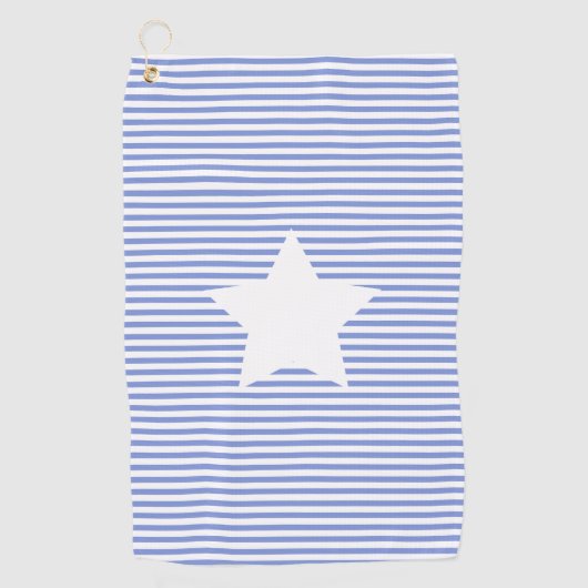 Navy Blue Stripes & White Star Golfhanddoek (Voorkant)