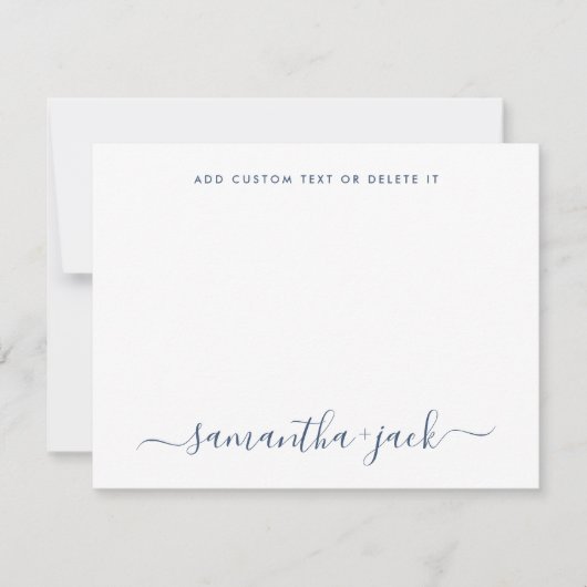 Navy Blue Stylish Script Elegant Minimalist Notitiekaartje (Voorkant)