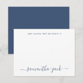 Navy Blue Stylish Script Elegant Minimalist Notitiekaartje (Voorkant / Achterkant)