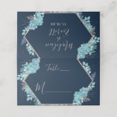 Navy Blue Succulenten & Roos Gold Tafelnummer Plaatskaartje (Buitenkant ongevouwen)