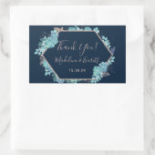 Navy Blue Succulenten & Roos Gold Wedding Dank u Rechthoekige Sticker (Tas)
