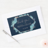 Navy Blue Succulenten & Roos Gold Wedding Dank u Rechthoekige Sticker (Envelop)