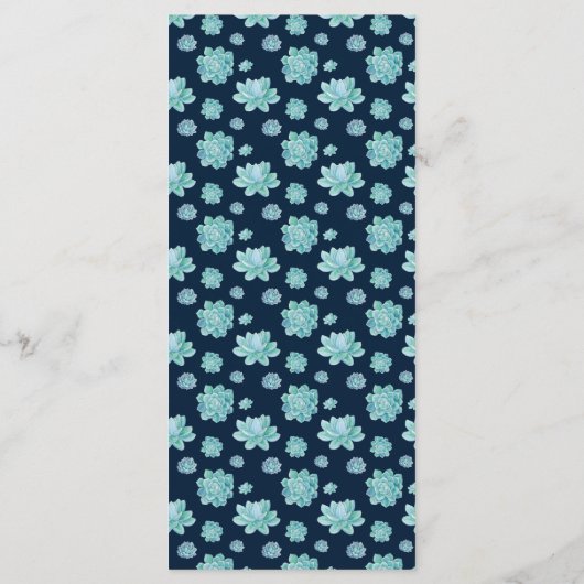 Navy Blue Succulenten & Roos Gold Wedding Menu (Achterkant)