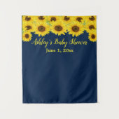 Navy Blue Sunflower Baby shower Photo Booth Prop Wandkleed (Voorkant)