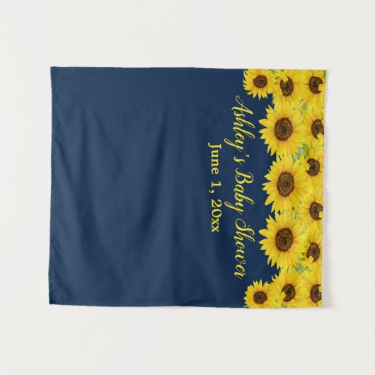 Navy Blue Sunflower Baby shower Photo Booth Prop Wandkleed (Voorkant (horizontaal))