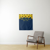 Navy Blue Sunflower Baby shower Photo Booth Prop Wandkleed (In situ)