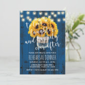 Navy Blue Sunflower Barn Wedding Rehearsal Dinner Kaart (Staand voorkant)