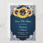 Navy Blue Sunflower bespaart de datumkaarten Save The Date (Voorkant)
