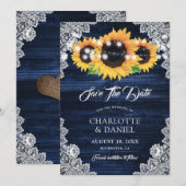 Navy Blue Sunflower bespaart de datumkaarten Save The Date (Voorkant / Achterkant)