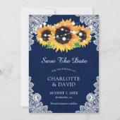 Navy Blue Sunflower bespaart de datumkaarten Save The Date (Voorkant)