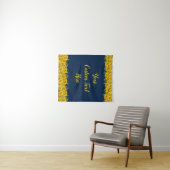 Navy Blue Sunflower Birthday Backdrop Foto Booth Wandkleed (In Situ (horizontaal))