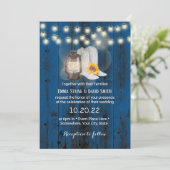 Navy Blue Sunflower Boots Lantern Western Wedding Kaart (Staand voorkant)