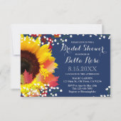 Navy Blue Sunflower Bridal Shower Kaart (Voorkant)