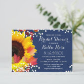 Navy Blue Sunflower Bridal Shower Kaart (Staand voorkant)