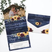 Navy Blue Sunflower Burgundy Rozen Foto Weddenscha