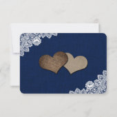 Navy Blue Sunflower Burlap String Lights Wedding RSVP Kaartje (Achterkant)