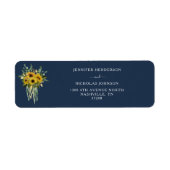 Navy Blue Sunflower Eucalyptus Weddenschap Etiket (Voorkant)